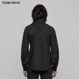 Uniform Long Sleeve Gothic Shirt With Pleated Decoration