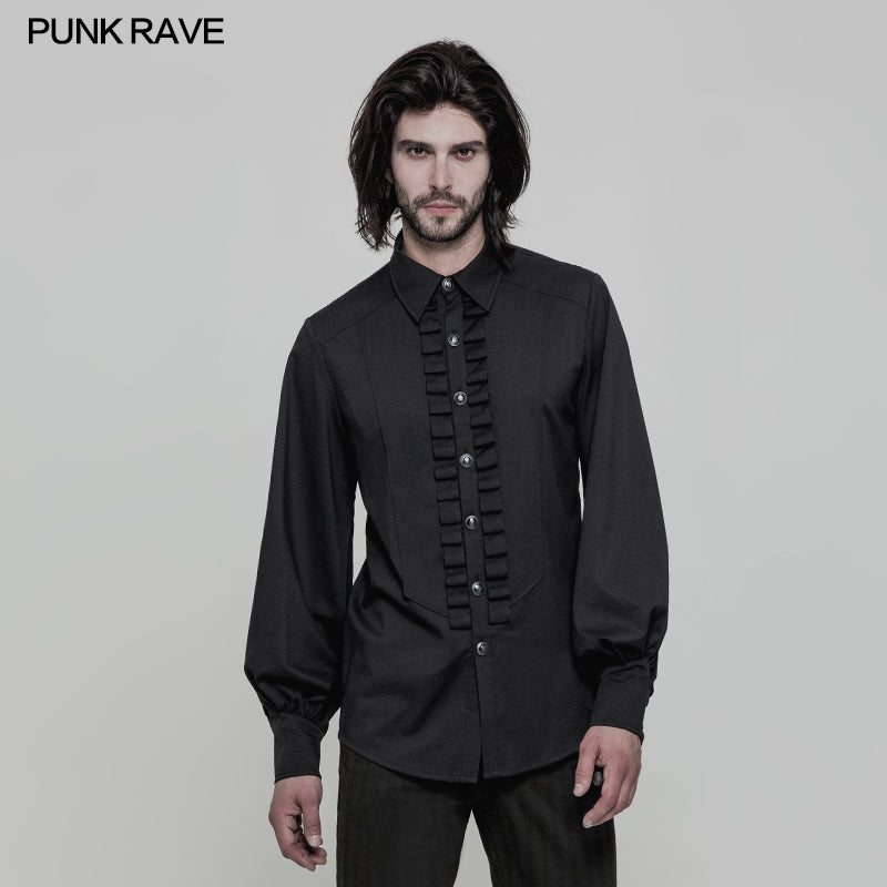 Uniform Long Sleeve Gothic Shirt With Pleated Decoration– Punkravestore