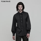 Uniform Long Sleeve Gothic Shirt With Pleated Decoration