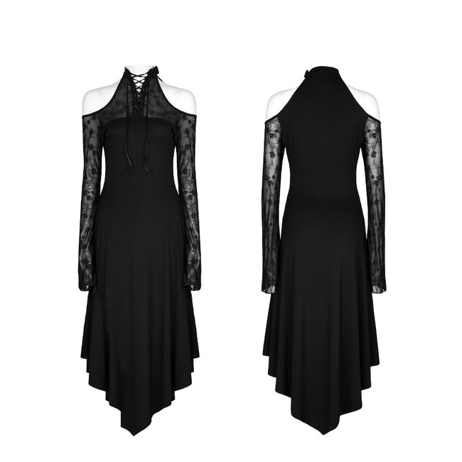 Dark Lace Spliced Sexy Off Shoulder Gothic Dress