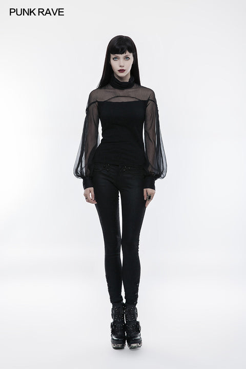 Perspective Lantern Sleeve Gothic T-shirt For Women