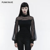 Perspective Lantern Sleeve Gothic T-shirt For Women
