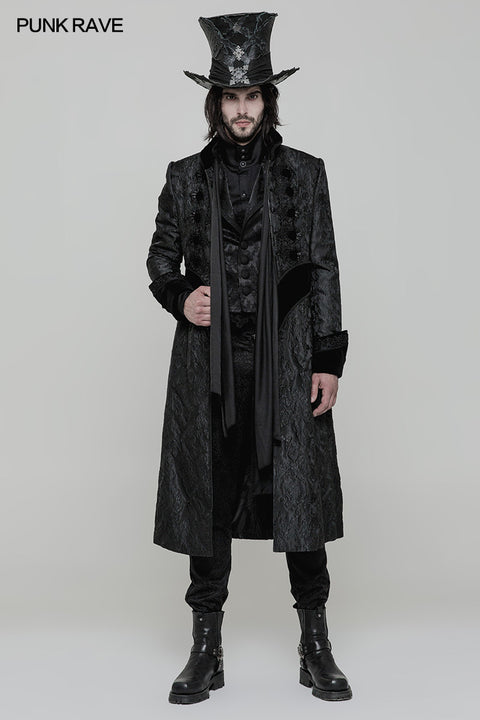Victoria Gorgeous Long Gothic Coat Stereo Jacquard Men Jacket