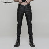 Simple All-match Trousers Elastic Leather Punk Pants