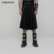 Men Pleated Half Punk Skirt With Stereo Bag On The Right