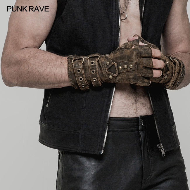 handschuhe steampunk Super Cool Steampunk Leather Gloves Men Punk Accessory– Punkravestore