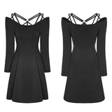 Sexy Slim Fit Strapless Black Gothic Dress For Women
