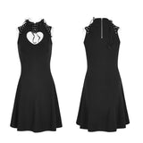 Sweet Hollow Out Heart Shape Slimming Gothic Dress With Strap Design