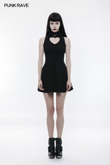 Sweet Hollow Out Heart Shape Slimming Gothic Dress With Strap Design