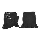 Irregular Elastic Lotus Leaf Hem Short Punk Skirt For Women