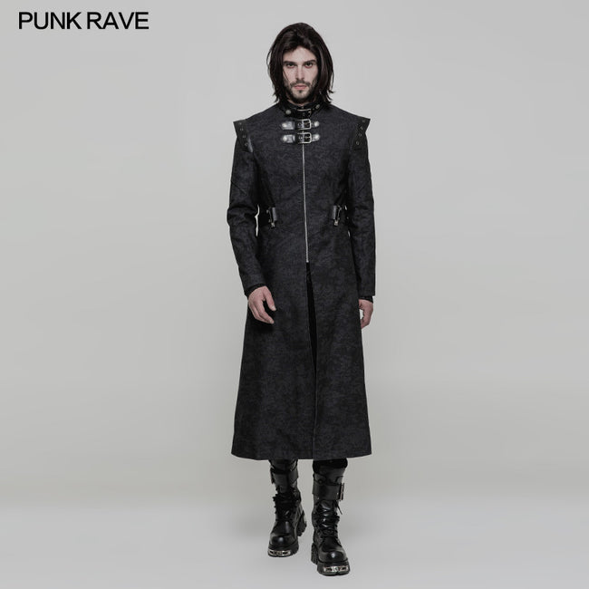 Personality Printing Leather Spliced Punk Coat For Men &amp; Women