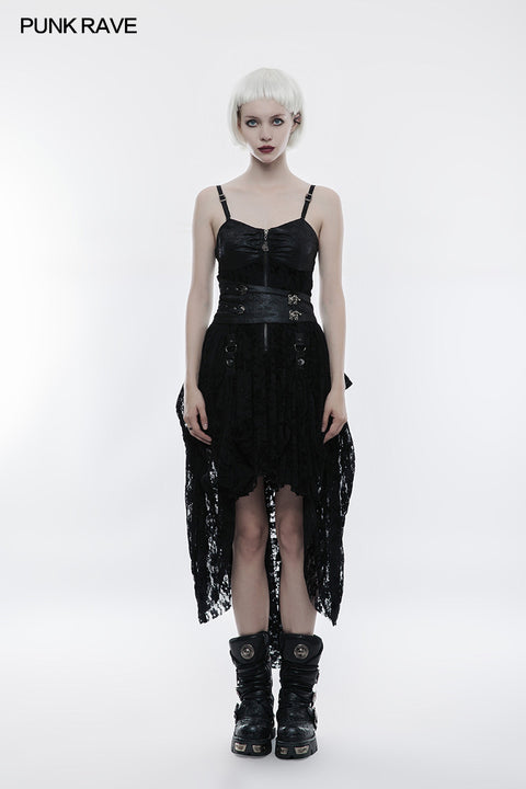 Steampunk Adjustable Four-Button Design Lace Dress For Women
