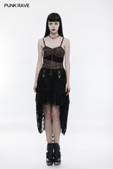 Steampunk Adjustable Four-Button Design Lace Dress For Women