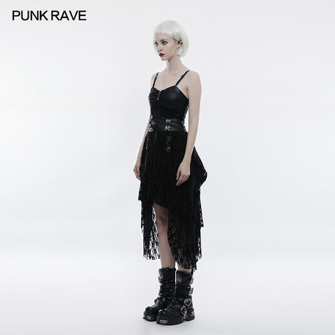 Steampunk Adjustable Four-Button Design Lace Dress For Women