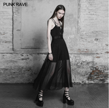 Elegant Gothic Layered Lace Chiffon Strap Dress