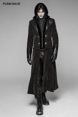 Detachable Gentleman Style Velvet Leather Splice Punk Jacket