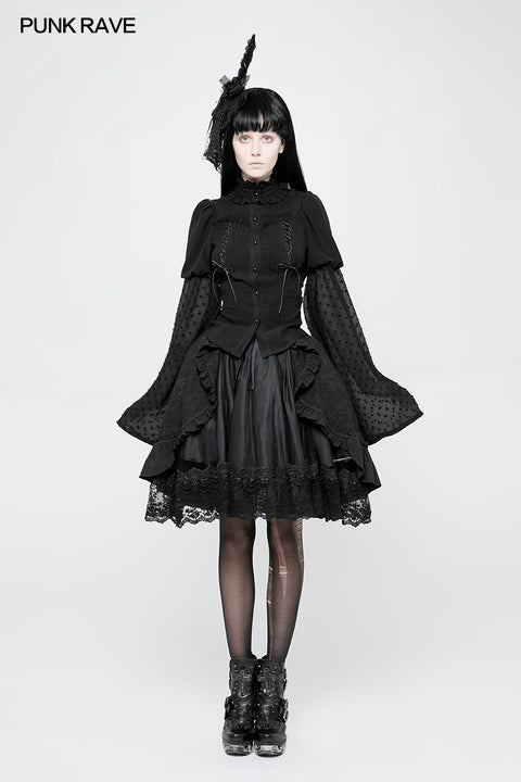 Kawaii Classic Lolita Trumpet Sleeve Gothic Shirt For Women