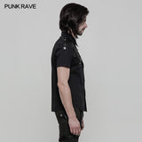 Personality Metal Buckle Design Punk Shirt For Men