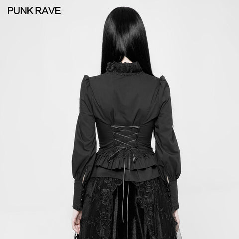 Gothic Cotton Woven Slim Fit Shirt For Women