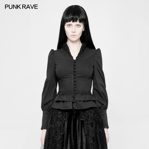 Gothic Cotton Woven Slim Fit Shirt For Women