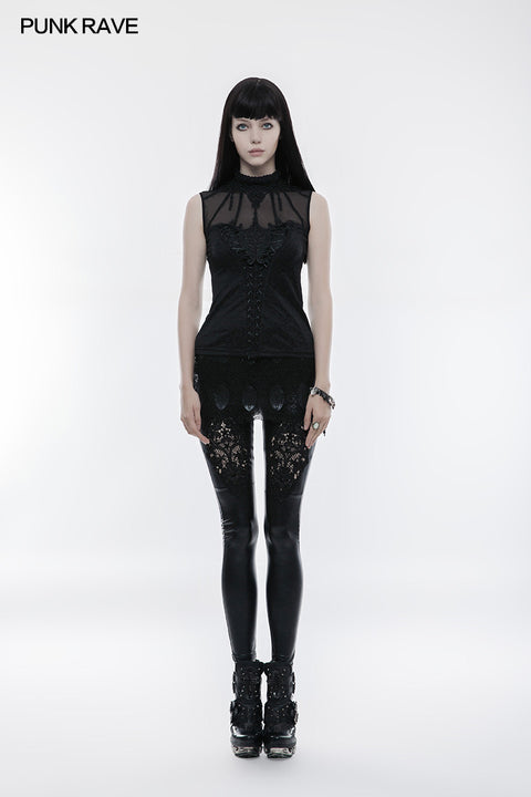 Gorgeous Drawstring Sleeveless Gothic T-shirt For Women