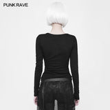 Punk Front Corn Wear Rope T-shirt For Women