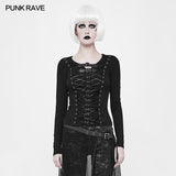 Punk Front Corn Wear Rope T-shirt For Women