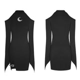 Mystery Hollow Out Moon Pattern Strapless Gothic Dress