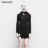 Mystery Hollow Out Moon Pattern Strapless Gothic Dress