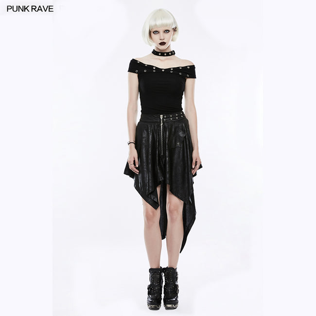 Asymmetric Layering Knitted Punk Skirt For Women