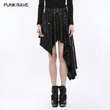 Asymmetric Layering Knitted Punk Skirt For Women