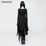 Punk Decadent Asymmetric Knitted Witch Dress With Lace
