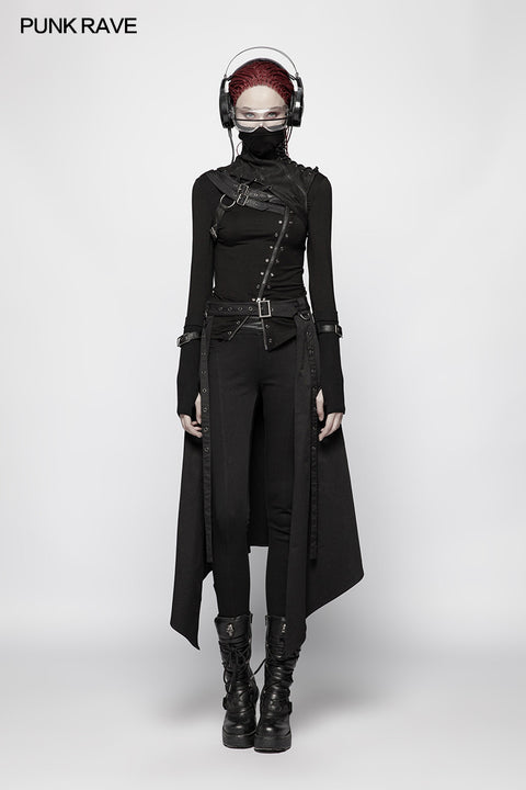 Steampunk Embossed Leather Collar And Shoulder Harness Accessories For Women