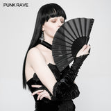Black Rivet Handheld Fold Fan Punk Accessories