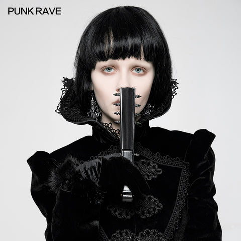 Black Rivet Handheld Fold Fan Punk Accessories