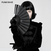 Black Rivet Handheld Fold Fan Punk Accessories