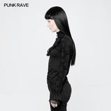 Black Lace Stand Collar Lolita T-Shirts For Women