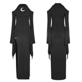 Women's Gothic Diablo Slit Dress With Hollow-Out Moon Pattern