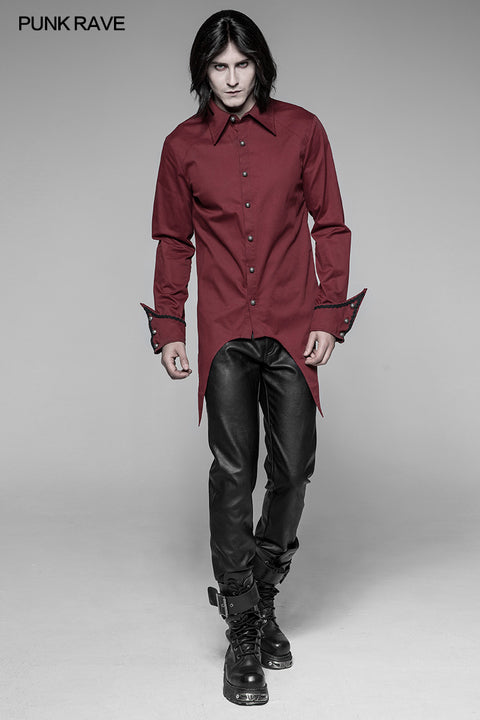 Men's Asymmetric Simple Gothic Shirt With Unique Cuff Design