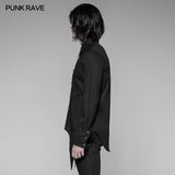 Men's Asymmetric Simple Gothic Shirt With Unique Cuff Design