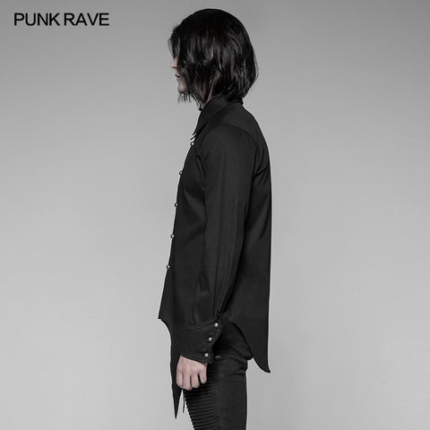 Men's Asymmetric Simple Gothic Shirt With Unique Cuff Design
