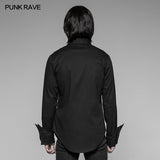 Men's Asymmetric Simple Gothic Shirt With Unique Cuff Design