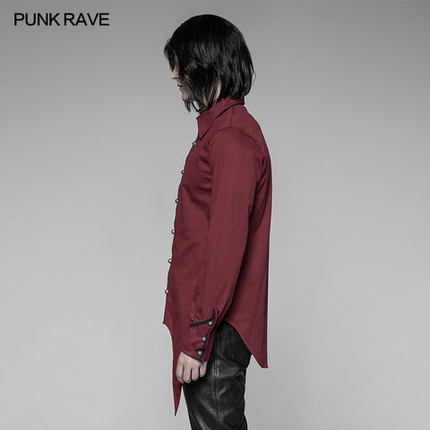 Men's Asymmetric Simple Gothic Shirt With Unique Cuff Design