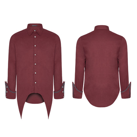 Men's Asymmetric Simple Gothic Shirt With Unique Cuff Design
