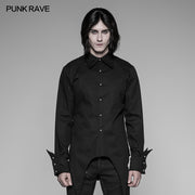 Men's Asymmetric Simple Gothic Shirt With Unique Cuff Design