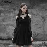 Strapless Chiffon Yarn V-collar Punk Dress For Women