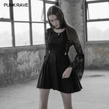 Women's Lace Sleeves Punk Dress With Straps Design