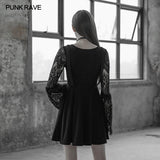 Women's Lace Sleeves Punk Dress With Straps Design