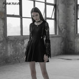 Women's Lace Sleeves Punk Dress With Straps Design
