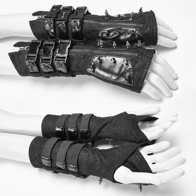 Men And Women Diablo Assassin Punk Rivet Leather Buckles Gloves